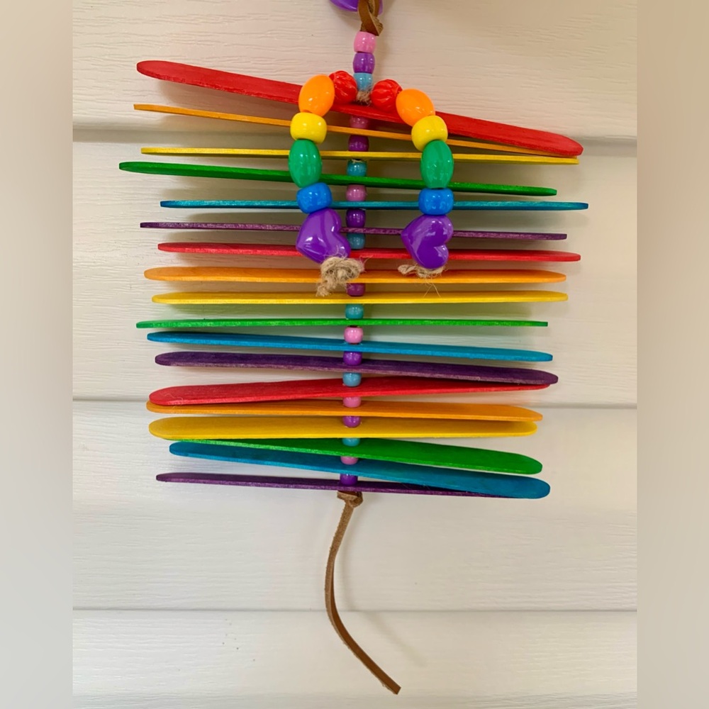 Rainbow Ruffle Chew parrot toy🌈💕